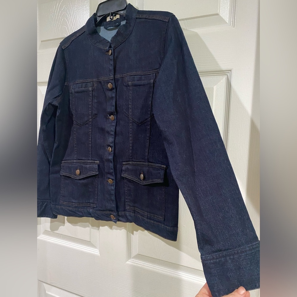 Eileen Fisher Dark Blue Jean Jacket - Picture 3 of 13